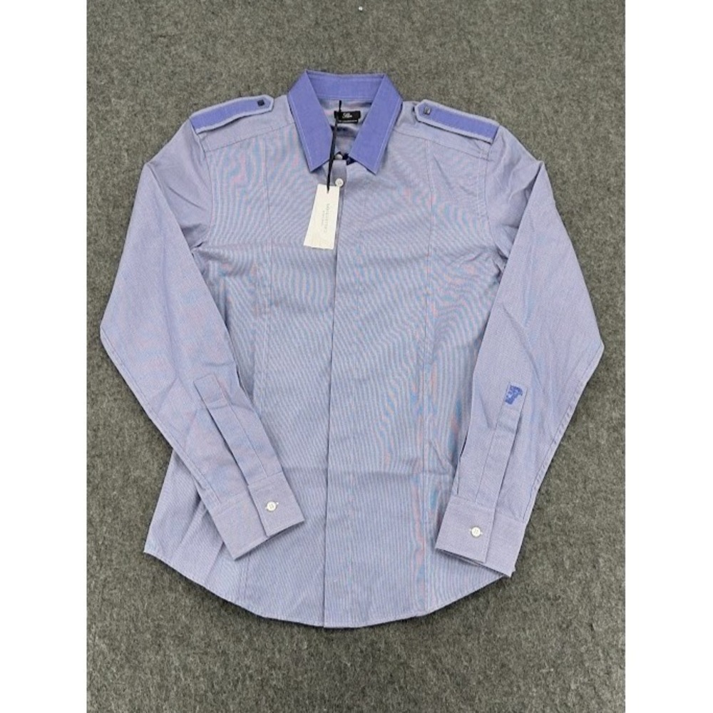 Versace Collection Slim Fit Blue Dress Shirt Size M IT 40 VE4043 New